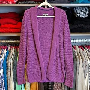 Amber Sun purple long sleeve open front cardigan size M